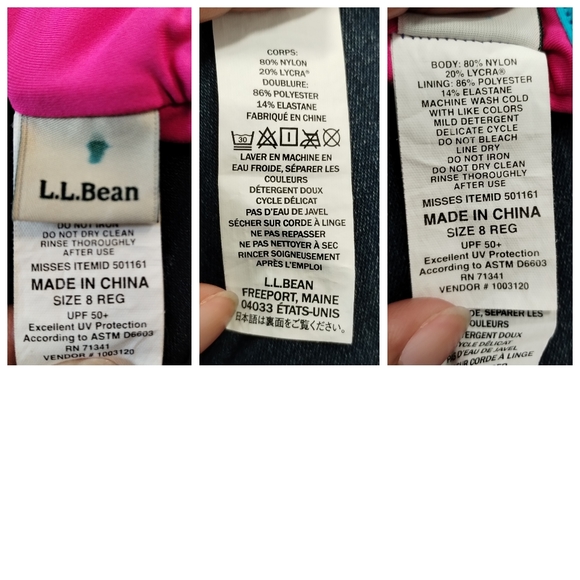 LL Bean Size 8 Swimsuit Racerback Women Fully Lined Bright Color Geometric - Picture 9 of 10